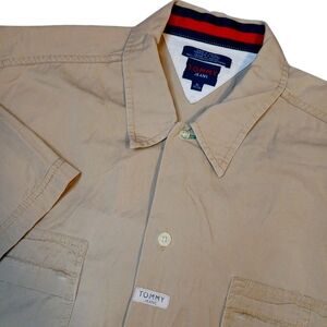 Tommy‎ Jeans Y2K Khaki Casual Button Up Collar Shirt size XL